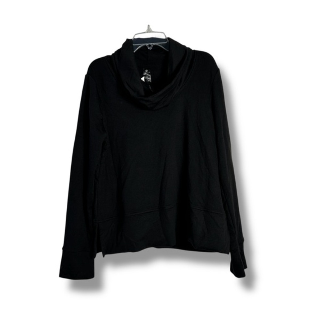 Yogalicious Black Cowl Neck Side Slit Sweatshirt Size Small - “Vasant”